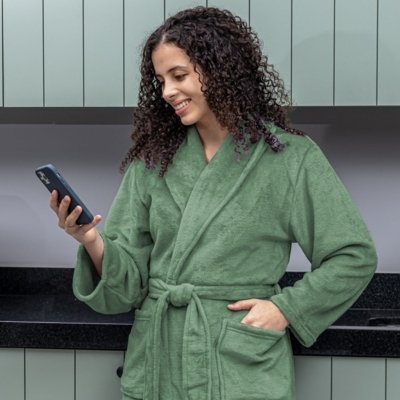 Roupao Adulto Appel Microfibra Flannel Verde Ervas