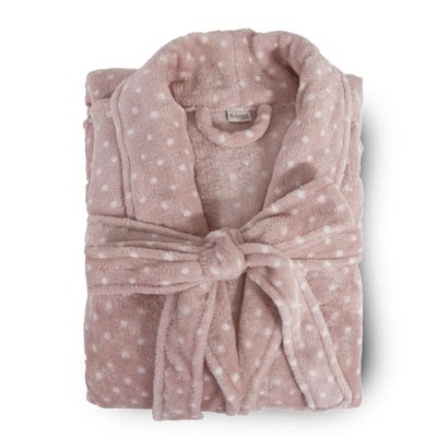 Roupao Adulto Inverno Microfibra Plush Flannel Appel Poa Rosa Blush