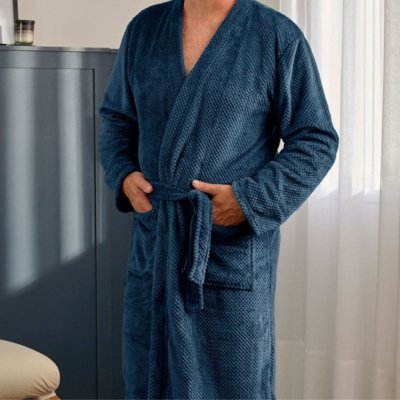 Roupão Adulto Microfibra Flannel Inverno Luxo Pollo Appel Azul Porto