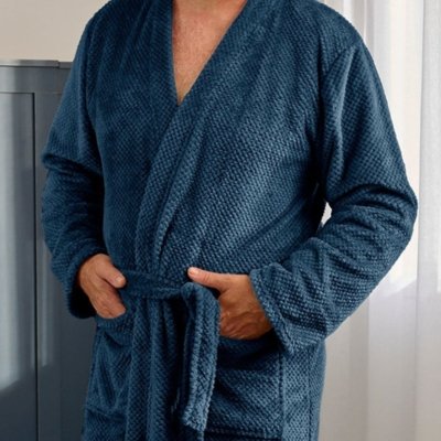 Roupão Adulto Microfibra Flannel Inverno Luxo Pollo Appel Azul Porto