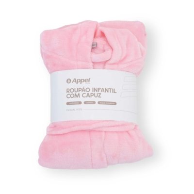 Roupao Infantil Com Capuz Appel Microfibra Casual Kids Rosa