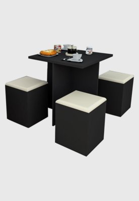 Conjunto P/ Sala De Jantar Mesa E 4 Banquetas Preto E Bege Appunto Menor preço em Conjunto P/ Sala De Jantar Mesa E 4 Banquetas Preto E Bege Appunto