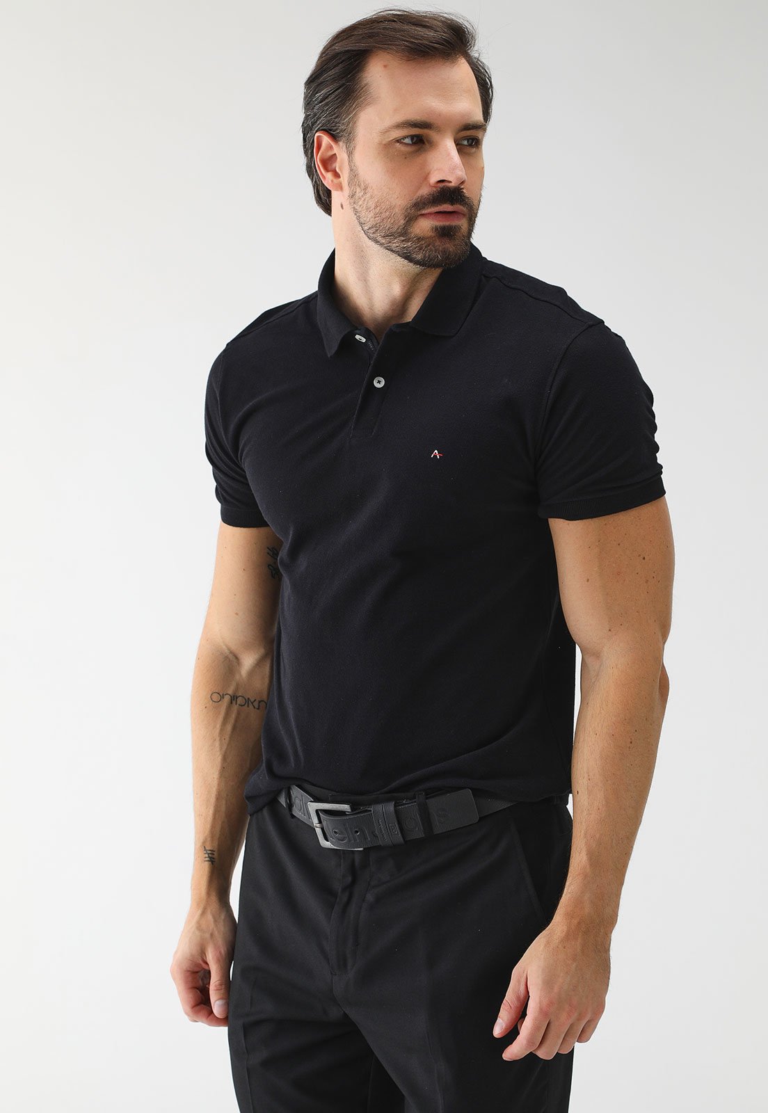 Camisa Polo Aramis Reta Mini Icon Preta