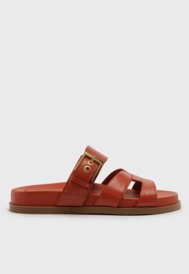 Rasteira Aberta Arezzo Tiras Fivela Orange Red
