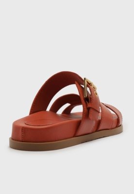 Rasteira Aberta Arezzo Tiras Fivela Orange Red