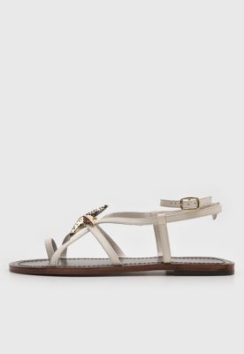 Rasteira Feminina Arezzo Tiras Fechada Off-White