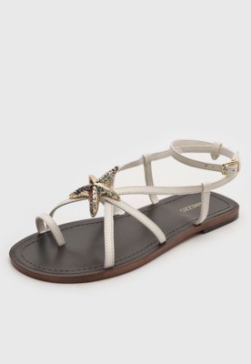 Rasteira Feminina Arezzo Tiras Fechada Off-White