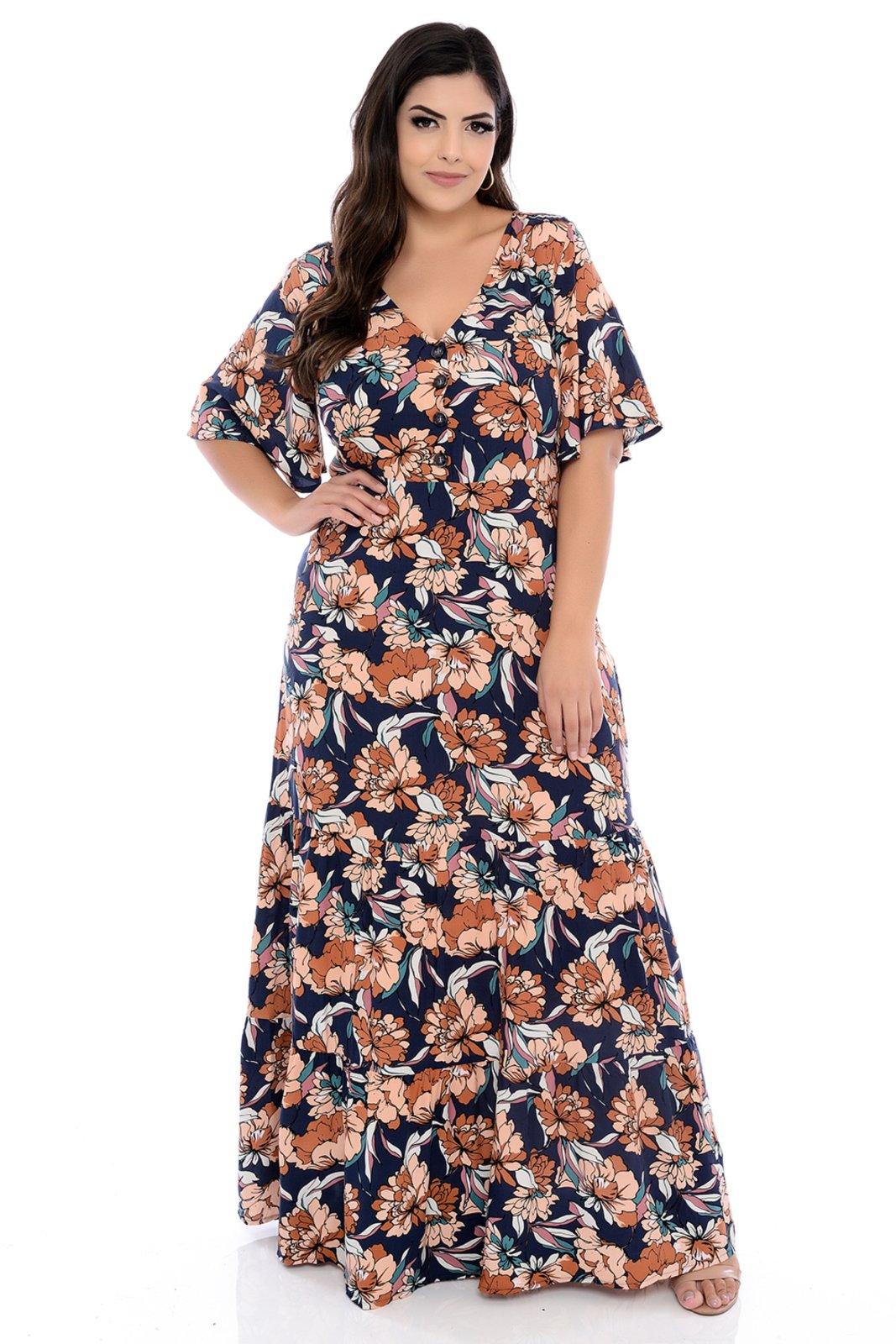 vestido plus size florido