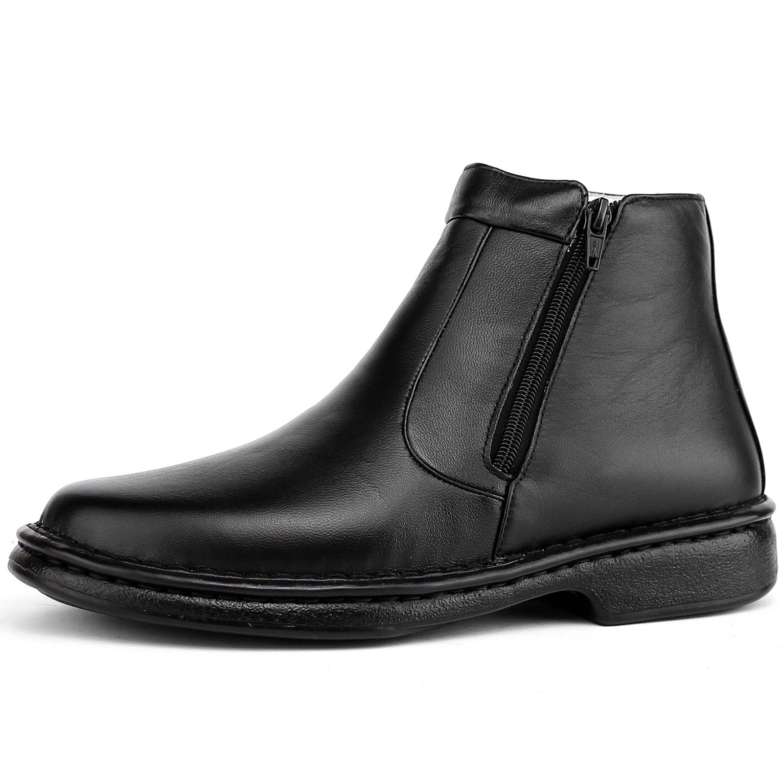 bota confortável masculina antistress couro preto