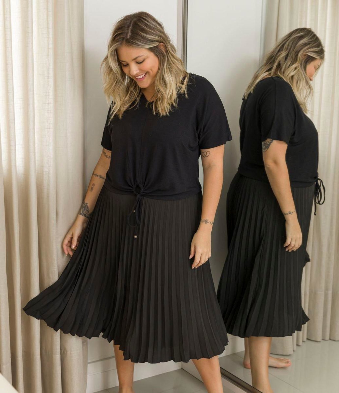 Saia midi plus size hot sale preta