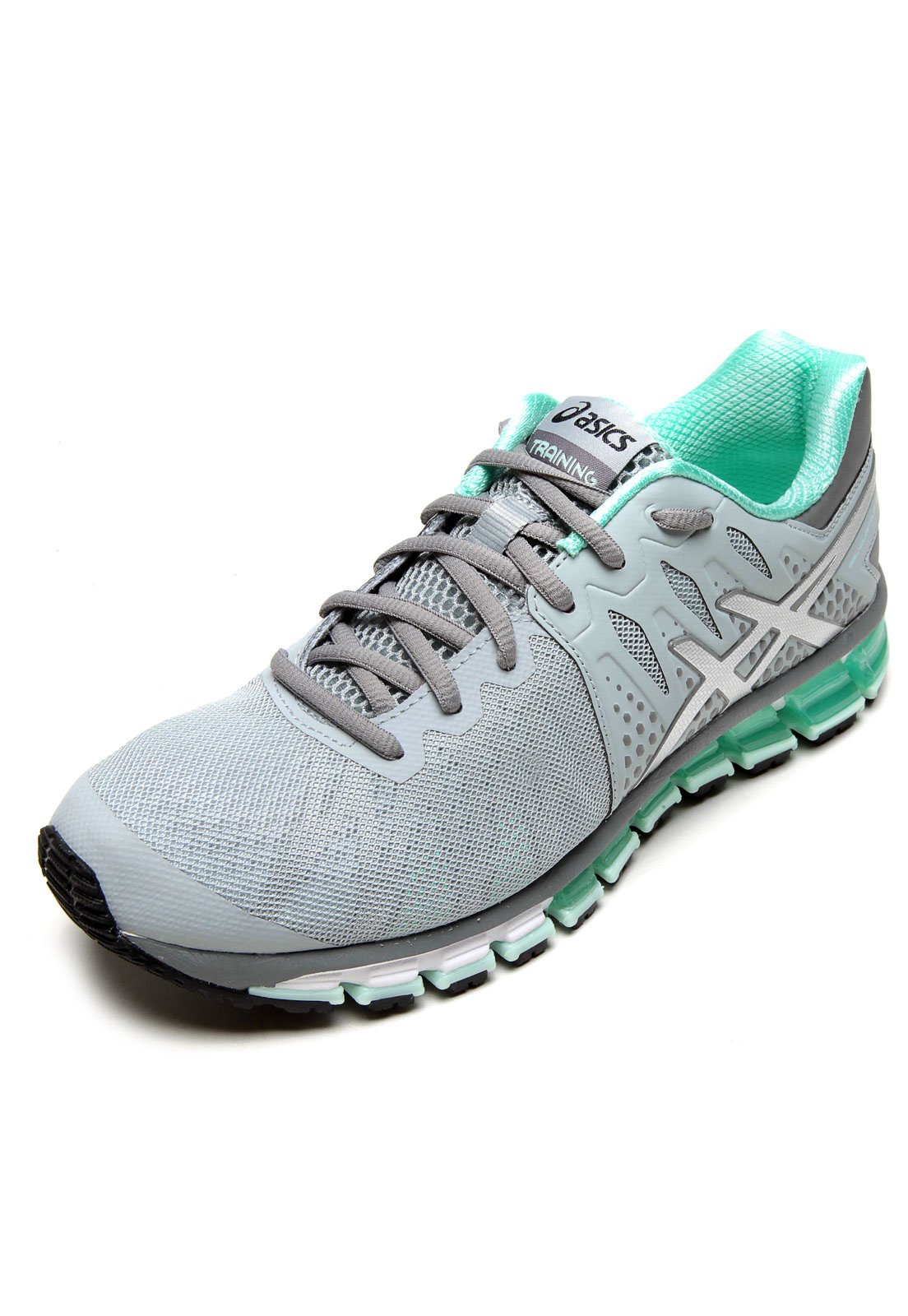 tenis asics cinza e verde