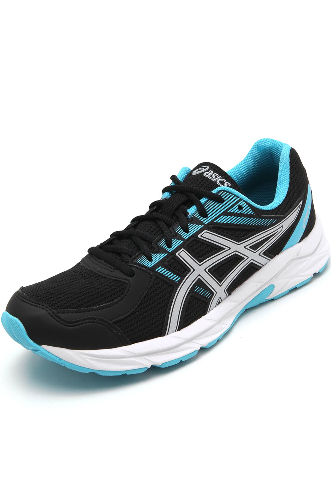 Tenis asics sale preto e azul