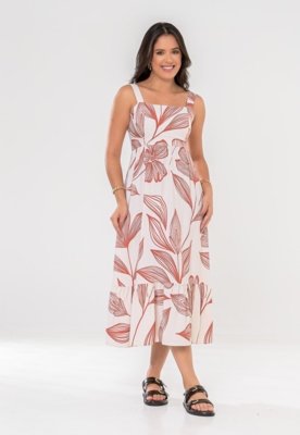 Vestido Aura Tuane Flor Riscada Rosa