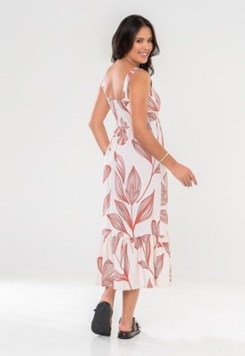 Vestido Aura Tuane Flor Riscada Rosa