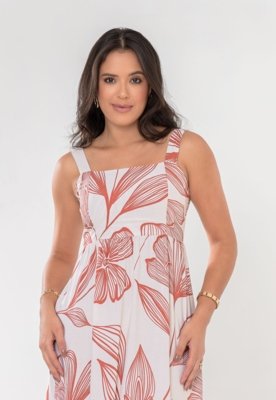 Vestido Aura Tuane Flor Riscada Rosa