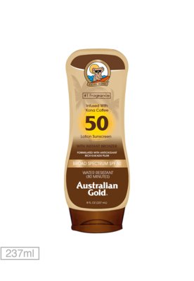 Protetor Solar Kona Coffee SPF 50 Instant Bronzer Australian Gold 237ml Menor preço em Protetor Solar Kona Coffee SPF 50 Instant Bronzer Australian Gold 237ml