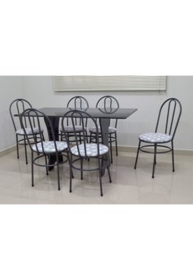 Conjunto Cozinha Verona 1,40 com Granito c/6 cadeiras Milla AçoMix Menor preço em Conjunto Cozinha Verona 1,40 com Granito c/6 cadeiras Milla AçoMix