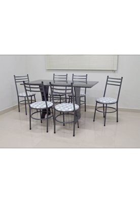 Conjunto Cozinha Verona 1,40 com Granito c/6 cadeiras Vittoria AçoMix Menor preço em Conjunto Cozinha Verona 1,40 com Granito c/6 cadeiras Vittoria AçoMix