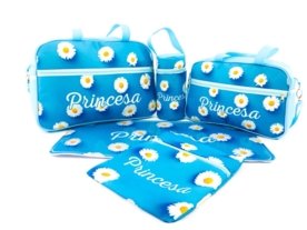 Kit Bolsa Maternidade 5 peças Bbbag Princesa Azul Menor preço em Kit Bolsa Maternidade 5 peças Bbbag Princesa Azul