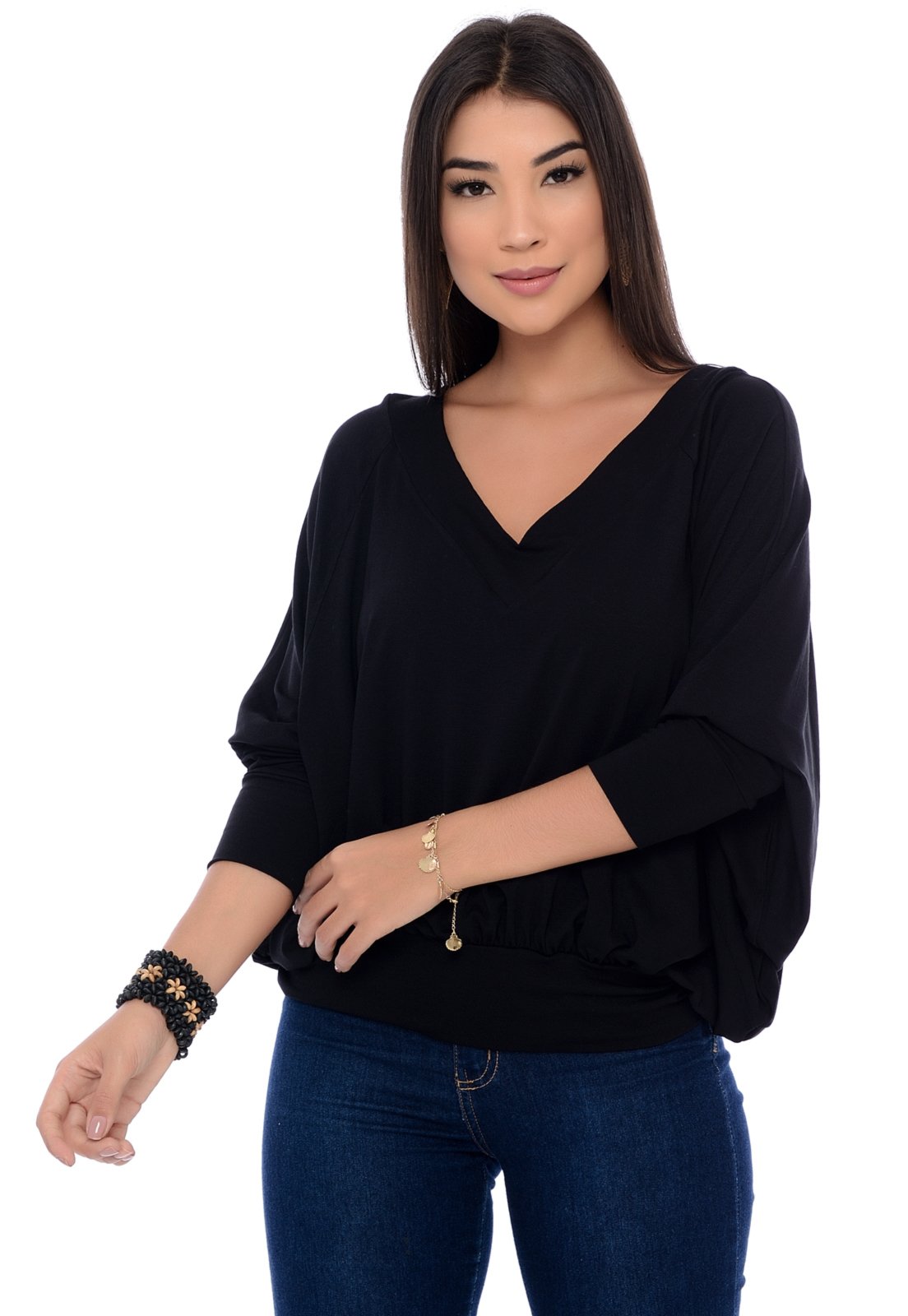 Blusa B’Bonnie Manga Morcego Yeda Preto - Compre Agora | Dafiti Brasil