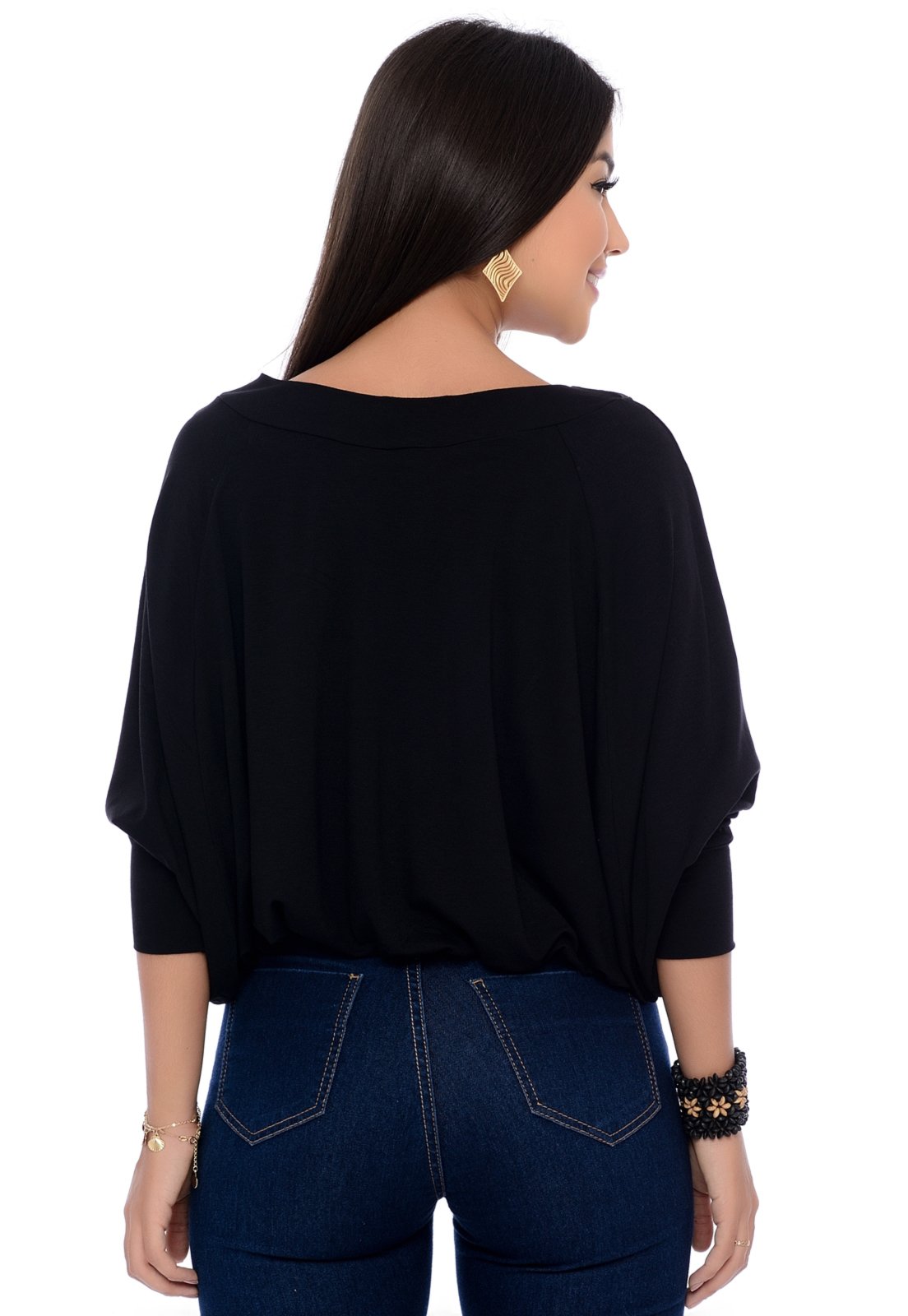 Blusa B’Bonnie Manga Morcego Yeda Preto - Compre Agora | Dafiti Brasil