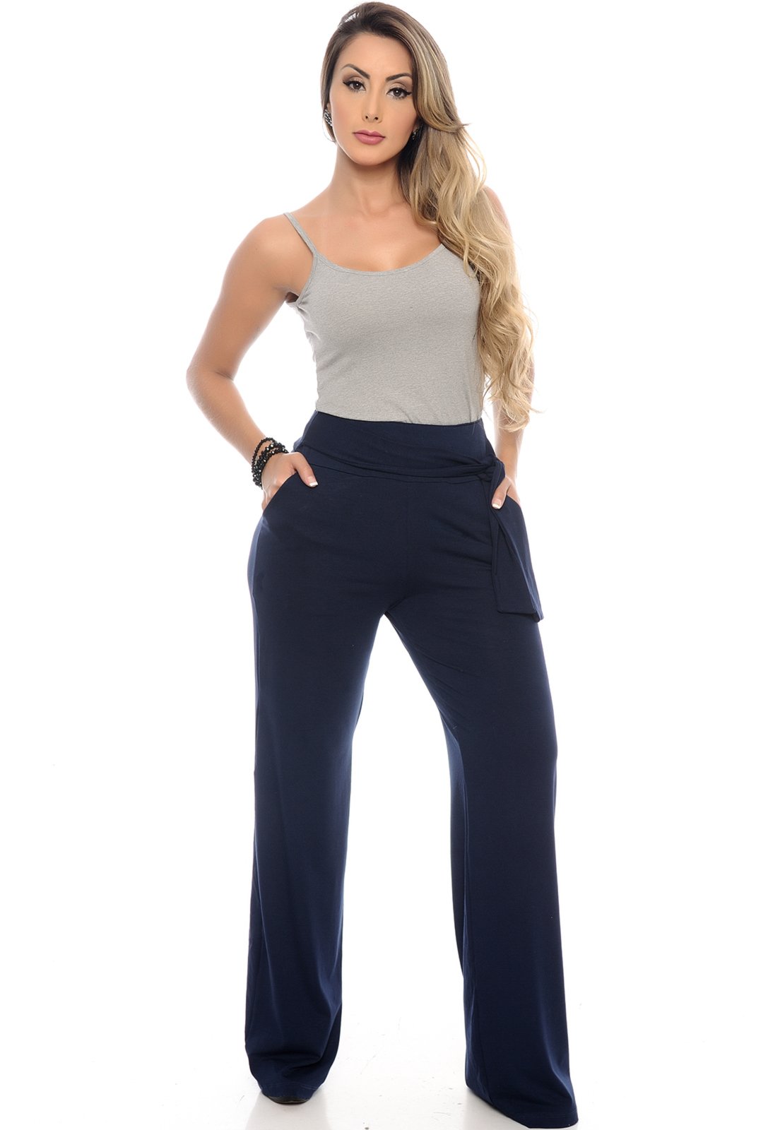 calça pantalona azul