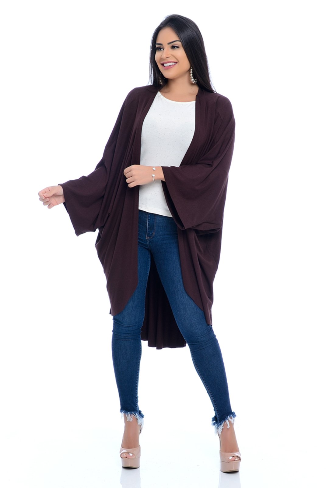 Cardigan Kimono B’Bonnie Esther Preto - Compre Agora | Dafiti Brasil