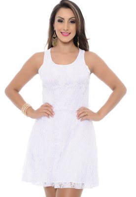 Vestido B'Bonnie Curto Em Renda Karina Branco - Compre Agora | Dafiti ...