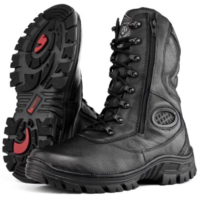 Bota Coturno Militar Motociclista Com Zíper BM BRASIL 5179MA Preto Menor preço em Bota Coturno Militar Motociclista Com Zíper BM BRASIL 5179MA Preto