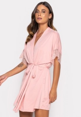 Robe Bravaa Store Feminino Hobby Hobbie Roupão Sexy Noiva Robe 238 Rosa