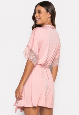 Robe Bravaa Store Feminino Hobby Hobbie Roupão Sexy Noiva Robe 238 Rosa