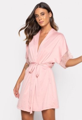 Robe Bravaa Store Feminino Hobby Hobbie Roupão Sexy Noiva Robe 238 Rosa