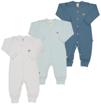 Kit 3 Macacões Baby Duck Multicolorido Menor preço em Kit 3 Macacões Baby Duck Multicolorido