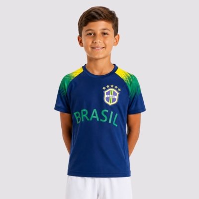 Camisa Brasil Raglan Juvenil Marinho 11 RAPHINHA