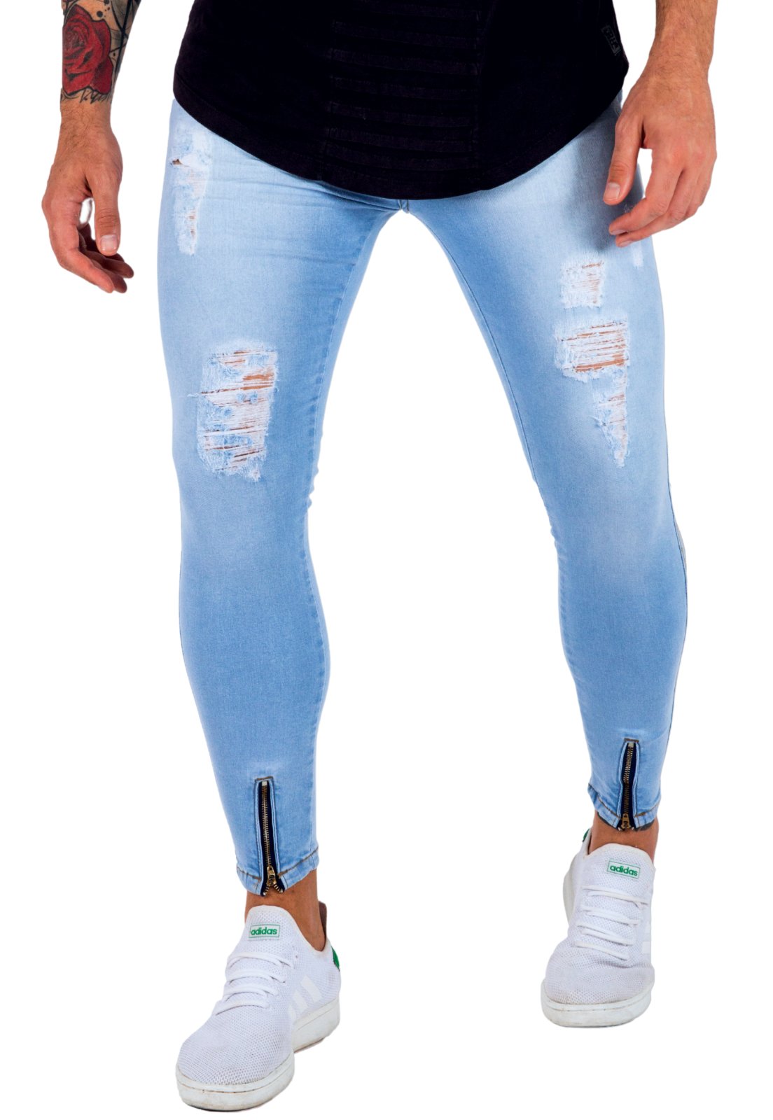 Calça jeans com ziper na hot sale barra masculina