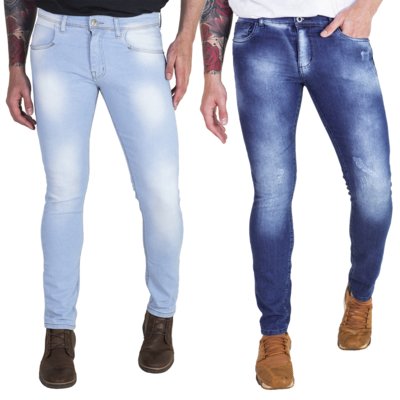 Kit 2pçs Calça Ballad Skinny Com Lycra Azul Menor preço em Kit 2pçs Calça Ballad Skinny Com Lycra Azul