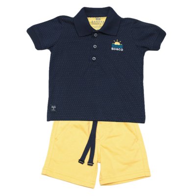 Conjunto Infantil Banana Danger Polo e Bermuda Azul e Amarelo Menor preço em Conjunto Infantil Banana Danger Polo e Bermuda Azul e Amarelo