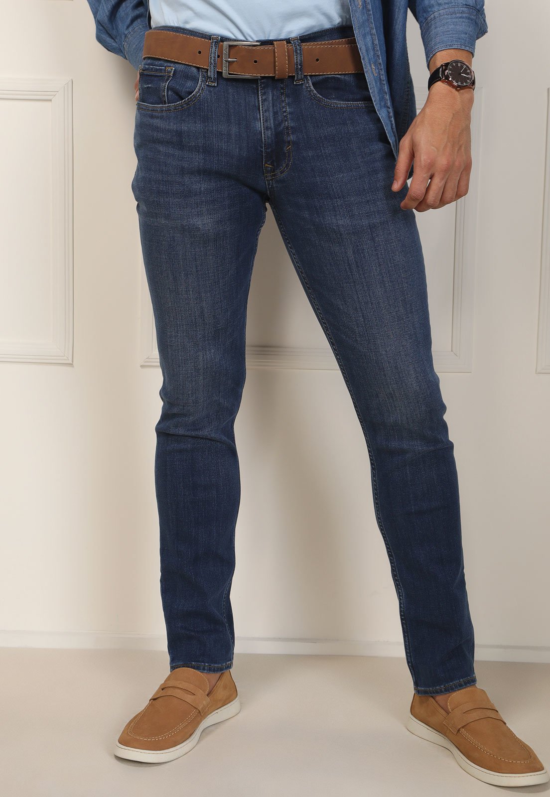 Calça Jeans Banana Republic Slim Luxe Traveler Dark Wash Azul - Compre  Agora