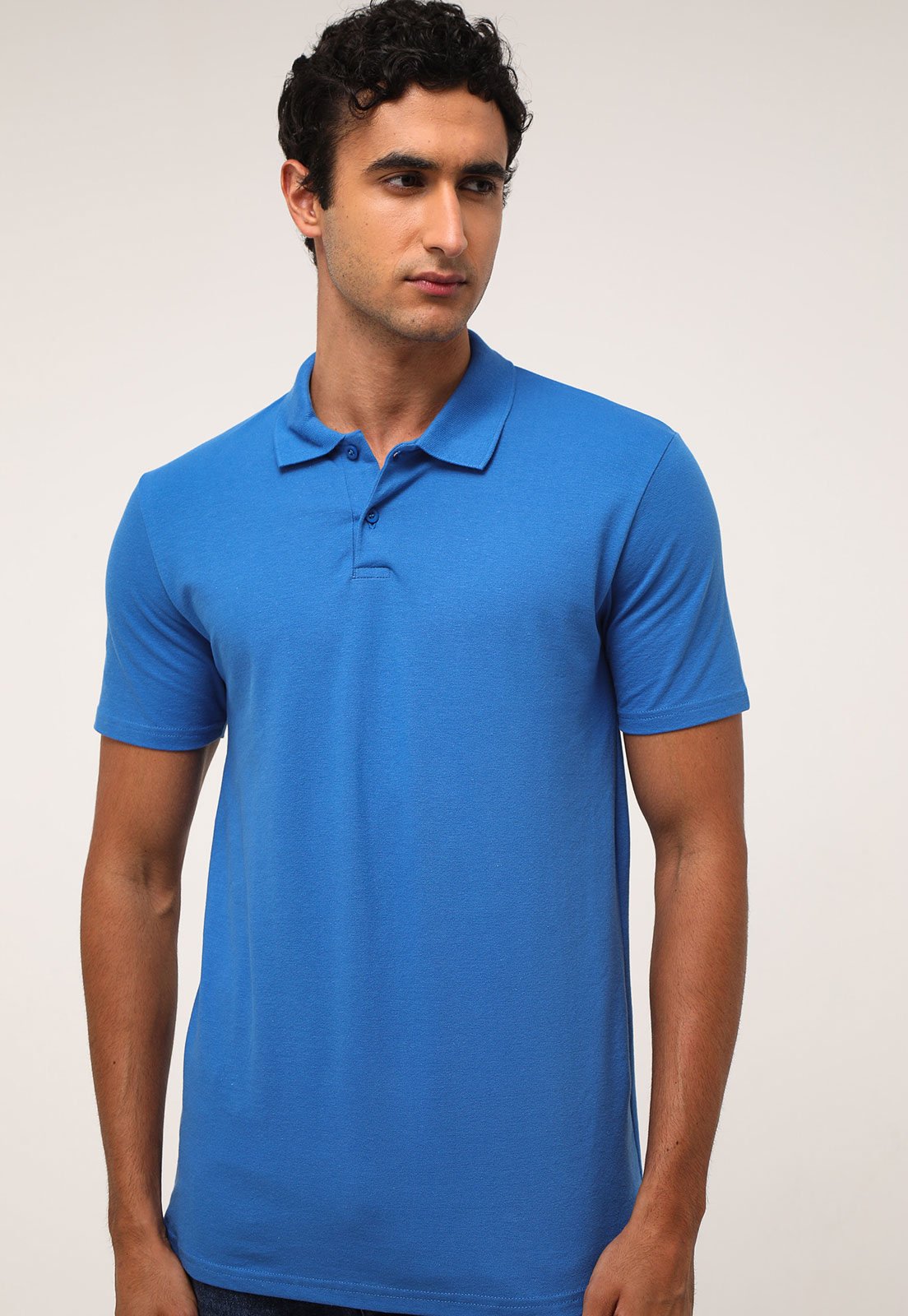 Camisa Polo Basicamente. Reta Lisa Azul - Compre Agora