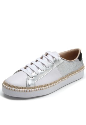 tenis bebece branco com prata