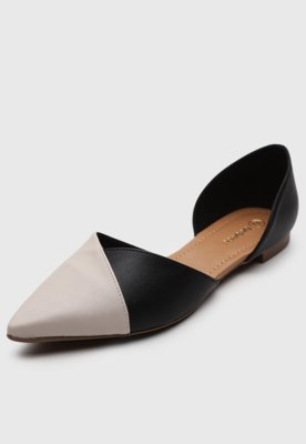 Sapatilha Slingback Bebecê Color Block Preta
