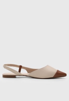 Sapatilha Slingback Bebecê Ponta Color Off-White