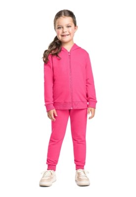 Calça Infantil Unissex em Moletom Bee Loop Rosa