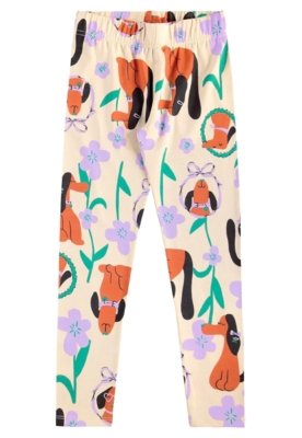 Calça Legging Infantil em Cotton Bee Loop Bege