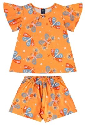 Conjunto Bata e Short Menina Bee Loop Amarelo