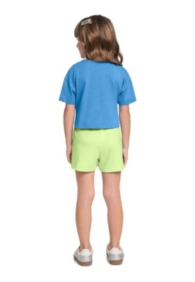 Conjunto Blusa Cropped Short-Saia Bee Loop Azul