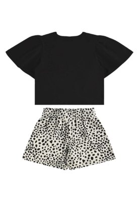 Conjunto Blusa Cropped e Short Bee Loop Preto