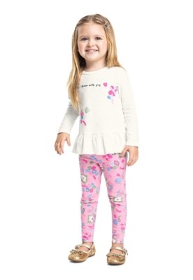 Conjunto Blusa e Legging Floral Bee Loop Branco
