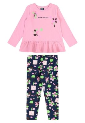 Conjunto Blusa e Legging Floral Bee Loop Branco