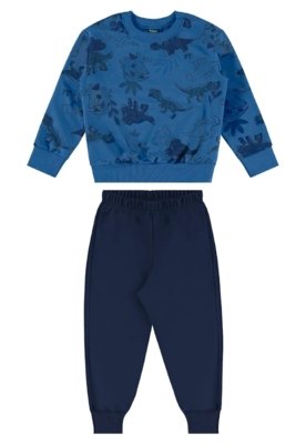 Conjunto Blusão Dinos e Calça Bee Loop Azul